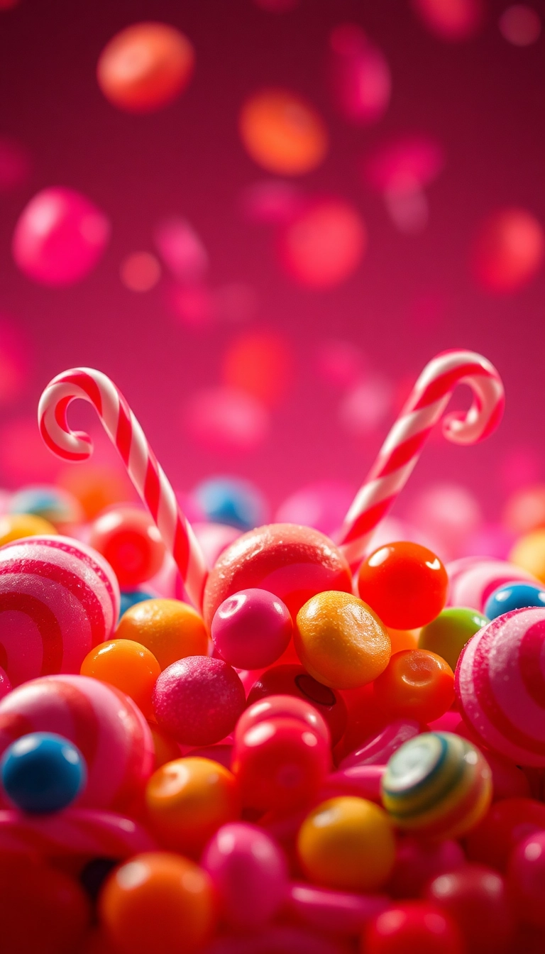 HD iPhone AI Mixed Candies Close Up Well-Lit Wallpaper Royalty-Free Stock Photo